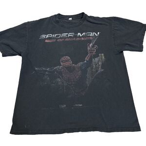Spiderman Web Of Shadows Shirt XXL/23" Black Video Game Promo Tee Marvel Y2K
